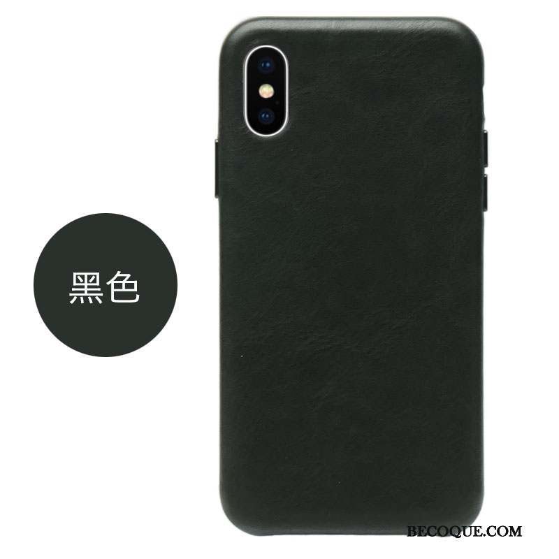 iPhone X Coque Marque De Tendance Cuir Noir Nouveau Tout Compris Incassable