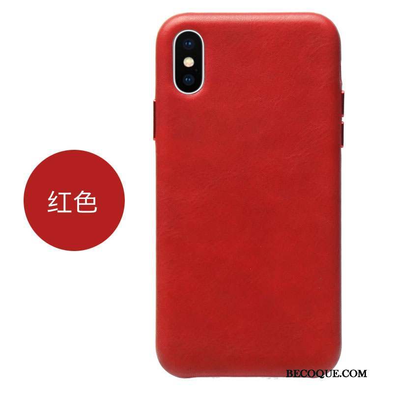 iPhone X Coque Marque De Tendance Cuir Noir Nouveau Tout Compris Incassable