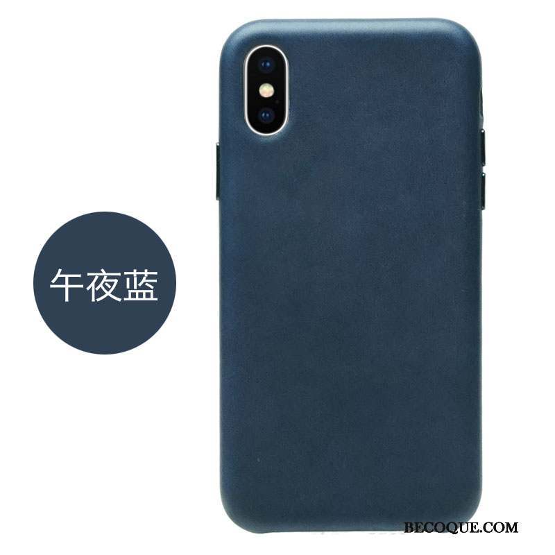 iPhone X Coque Marque De Tendance Cuir Noir Nouveau Tout Compris Incassable