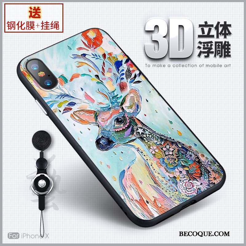 iPhone X Coque Marque De Tendance Personnalité Silicone Tout Compris Créatif Nouveau