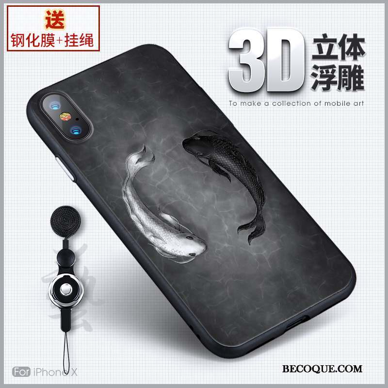 iPhone X Coque Marque De Tendance Personnalité Silicone Tout Compris Créatif Nouveau