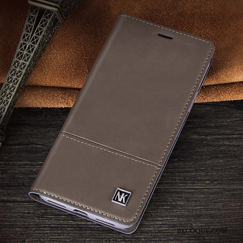 iPhone X Coque Noir Cuir Véritable Étui Protection Étui En Cuir Housse