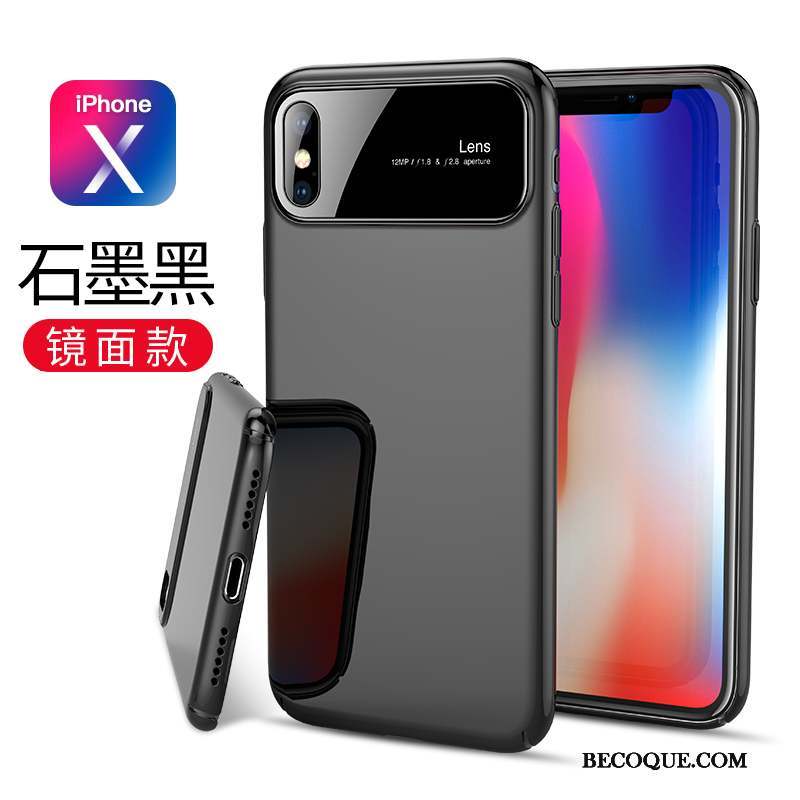 iPhone X Coque Nouveau Étui Tendance Miroir Noir Incassable