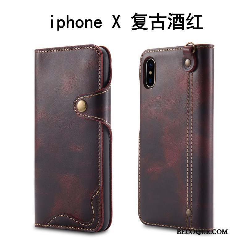 iPhone X Coque Protection Étui En Cuir Housse Incassable Britanique Cuir Véritable