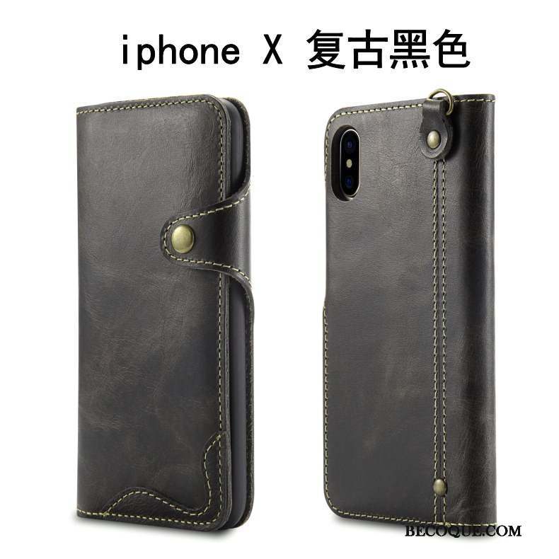 iPhone X Coque Protection Étui En Cuir Housse Incassable Britanique Cuir Véritable