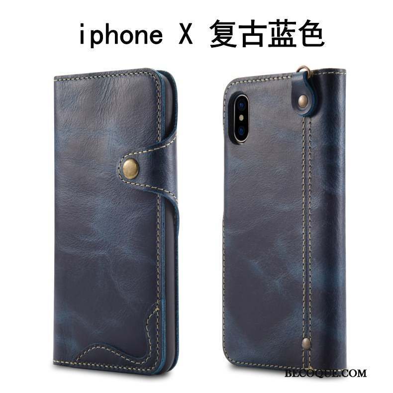 iPhone X Coque Protection Étui En Cuir Housse Incassable Britanique Cuir Véritable