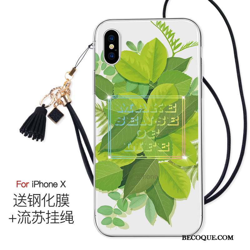 iPhone X Coque Rose Très Mince Ornements Suspendus Marque De Tendance Transparent Nouveau