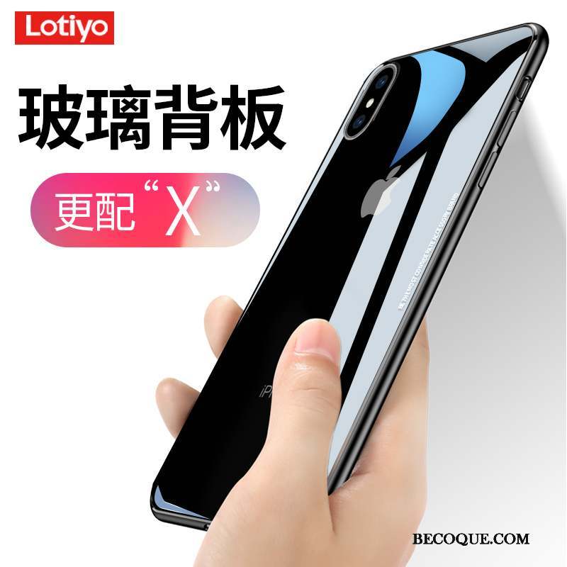 iPhone X Coque Silicone Transparent Noir Verre Très Mince Étui