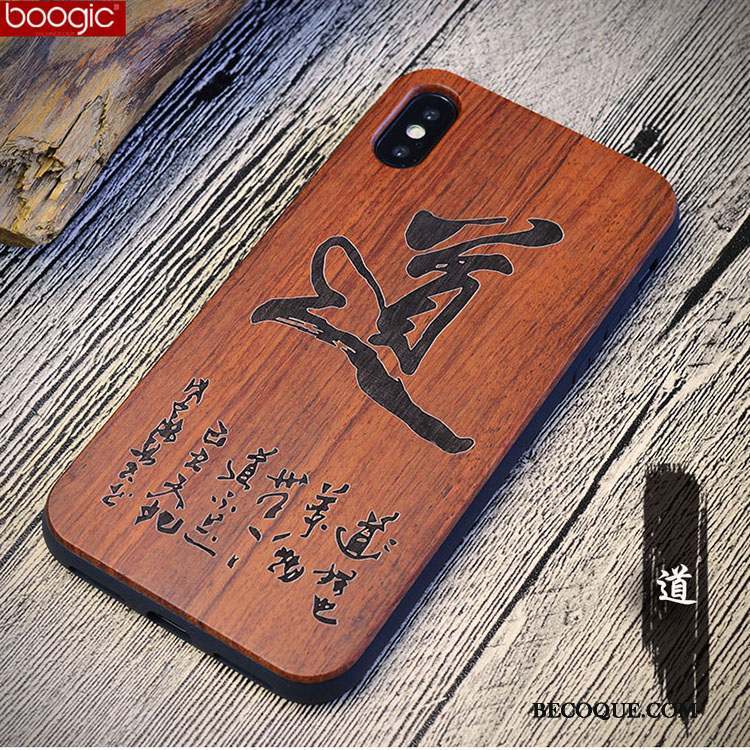 iPhone X Coque Tendance Protection Vintage En Bois Bois Massif Personnalisé