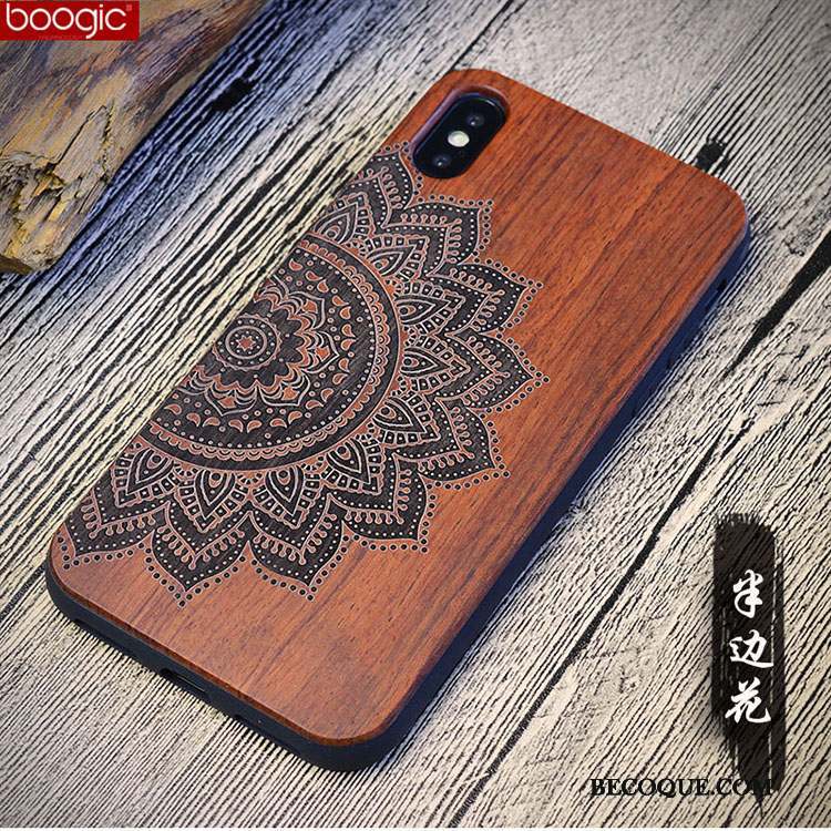 iPhone X Coque Tendance Protection Vintage En Bois Bois Massif Personnalisé