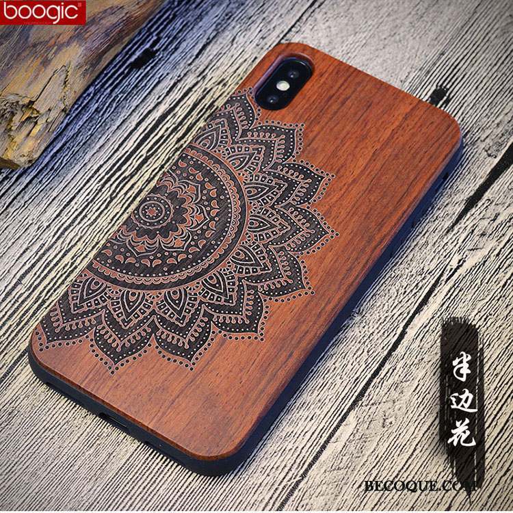 iPhone X Coque Tendance Protection Vintage En Bois Bois Massif Personnalisé