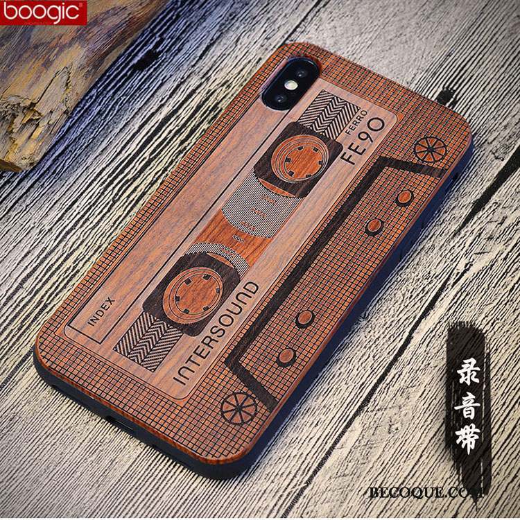 iPhone X Coque Tendance Protection Vintage En Bois Bois Massif Personnalisé