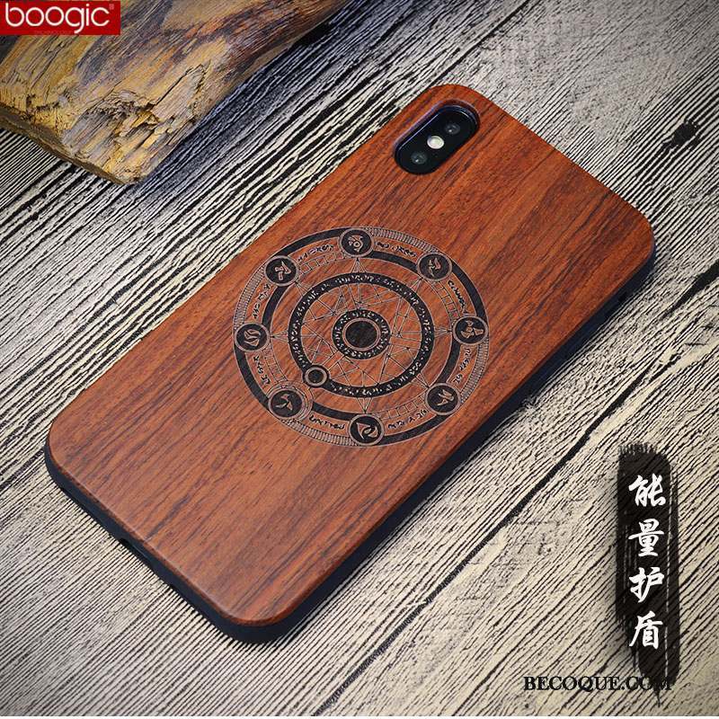 iPhone X Coque Tendance Protection Vintage En Bois Bois Massif Personnalisé