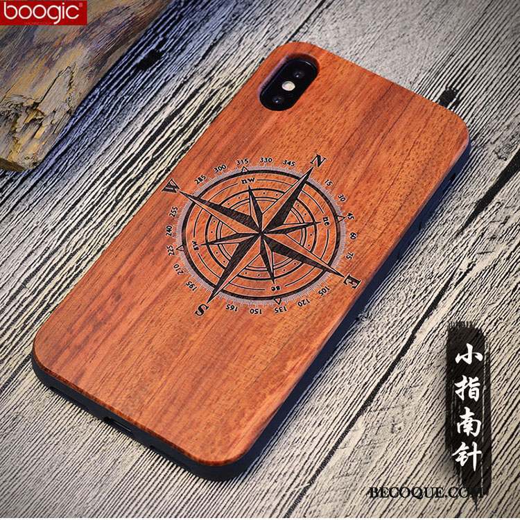 iPhone X Coque Tendance Protection Vintage En Bois Bois Massif Personnalisé