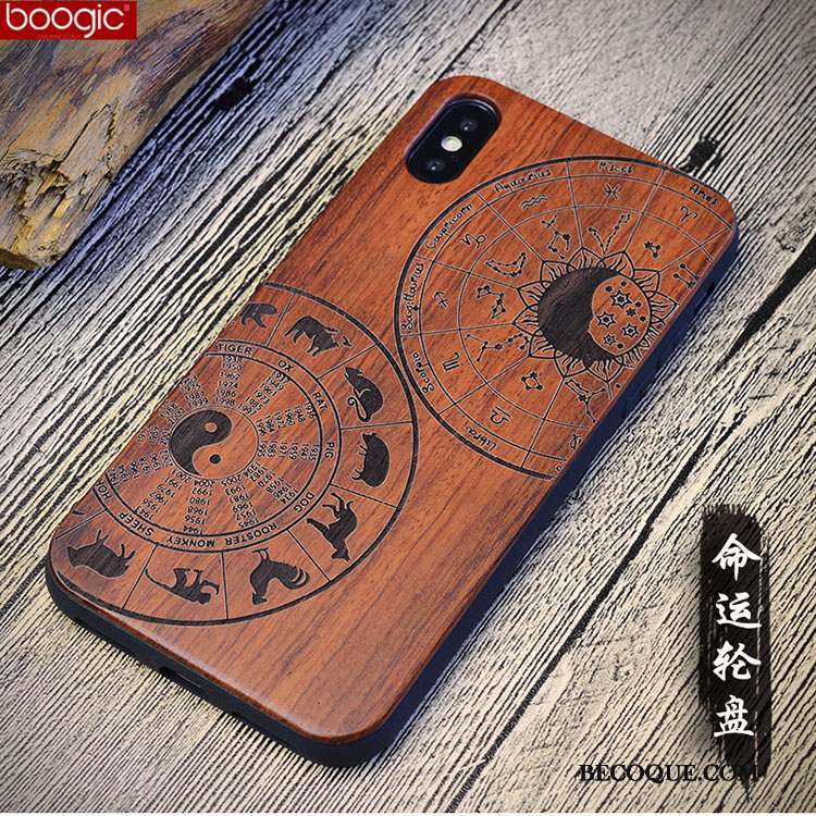 iPhone X Coque Tendance Protection Vintage En Bois Bois Massif Personnalisé