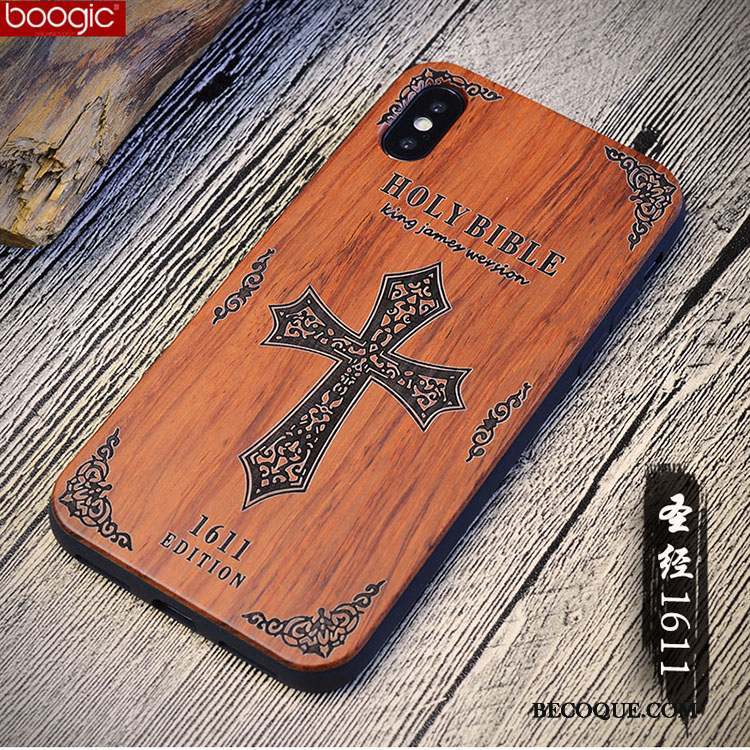 iPhone X Coque Tendance Protection Vintage En Bois Bois Massif Personnalisé