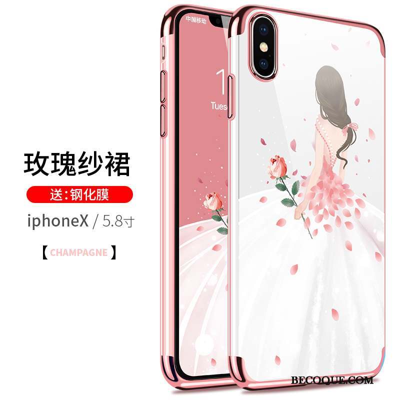 iPhone X Coque Très Mince Fluide Doux Transparent Rose Incassable Tout Compris