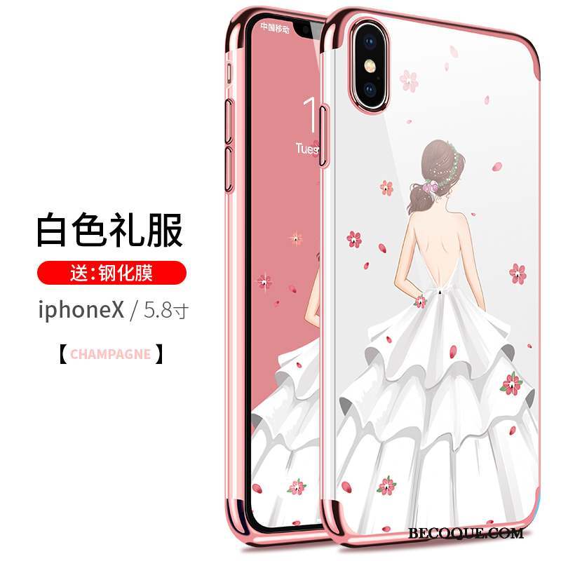 iPhone X Coque Très Mince Fluide Doux Transparent Rose Incassable Tout Compris