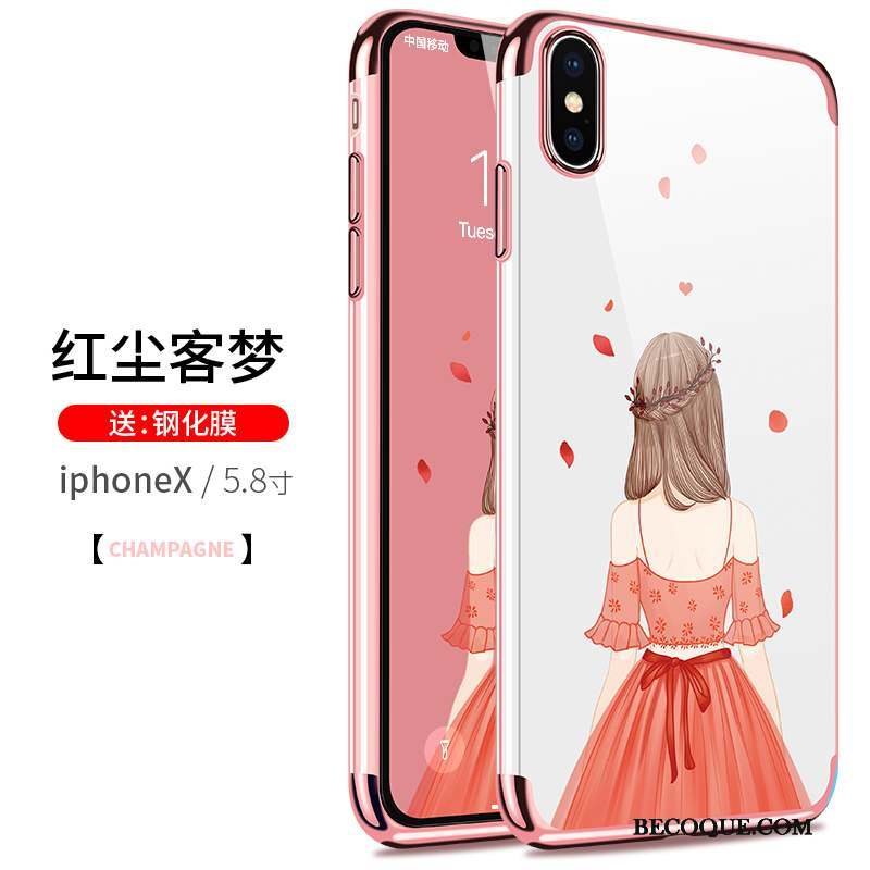 iPhone X Coque Très Mince Fluide Doux Transparent Rose Incassable Tout Compris