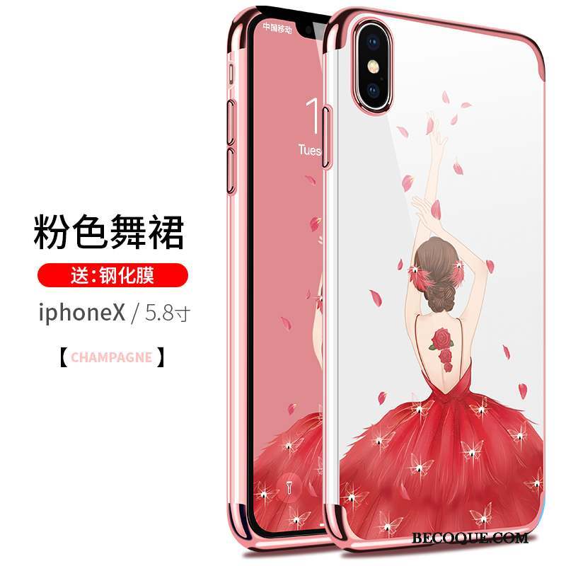 iPhone X Coque Très Mince Fluide Doux Transparent Rose Incassable Tout Compris