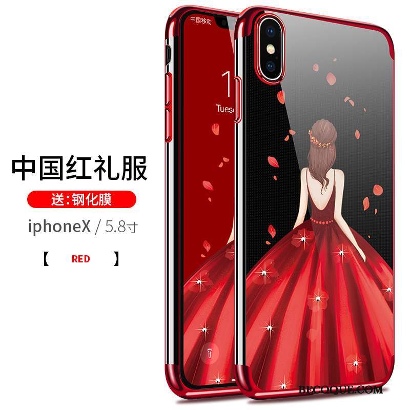 iPhone X Coque Très Mince Fluide Doux Transparent Rose Incassable Tout Compris