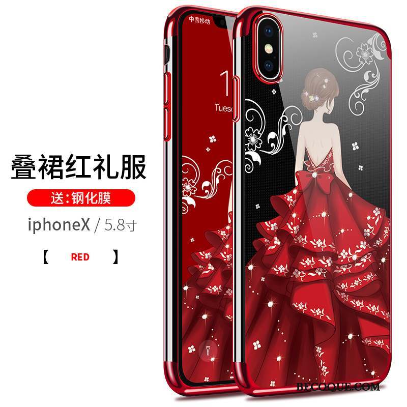 iPhone X Coque Très Mince Fluide Doux Transparent Rose Incassable Tout Compris