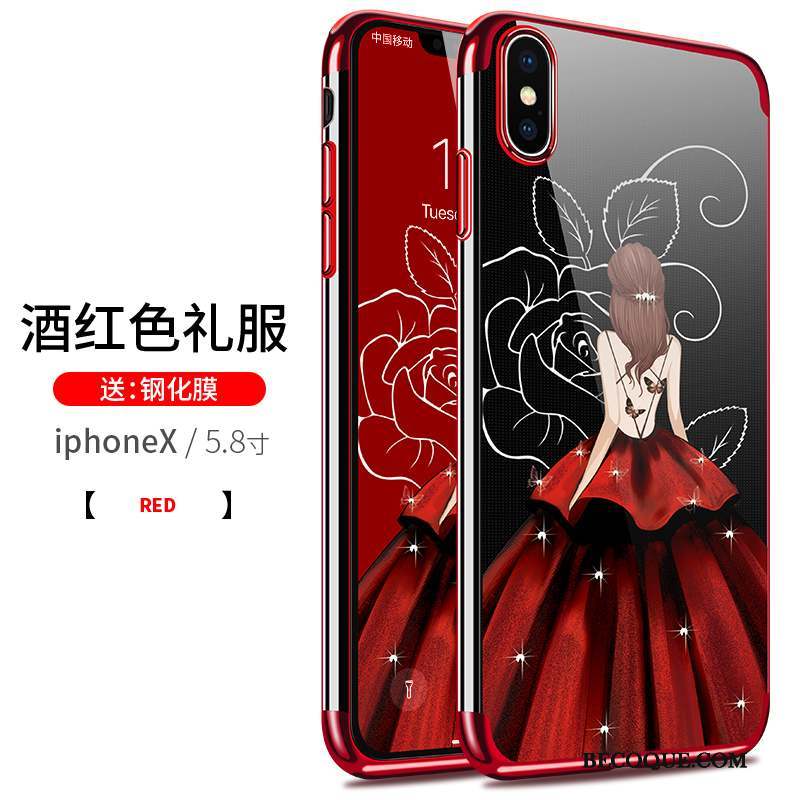 iPhone X Coque Très Mince Fluide Doux Transparent Rose Incassable Tout Compris