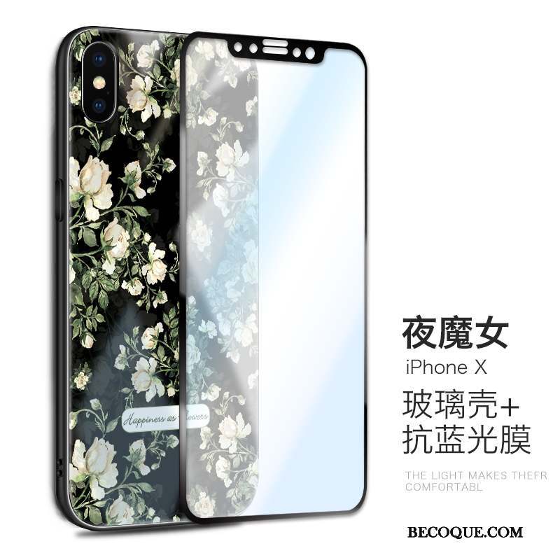 iPhone X Coque Verre Tendance Nouveau Incassable Tout Compris Créatif