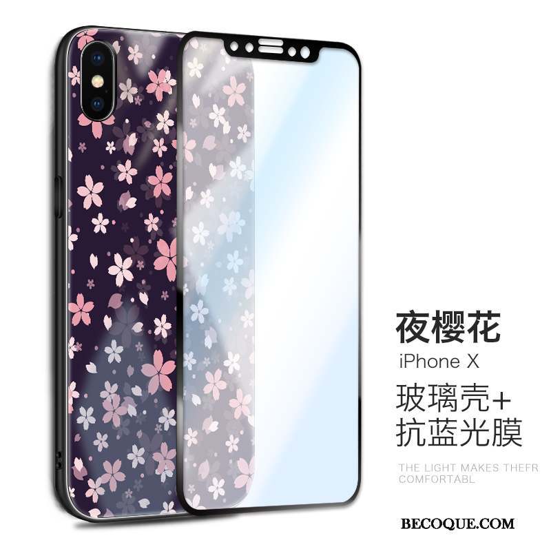 iPhone X Coque Verre Tendance Nouveau Incassable Tout Compris Créatif