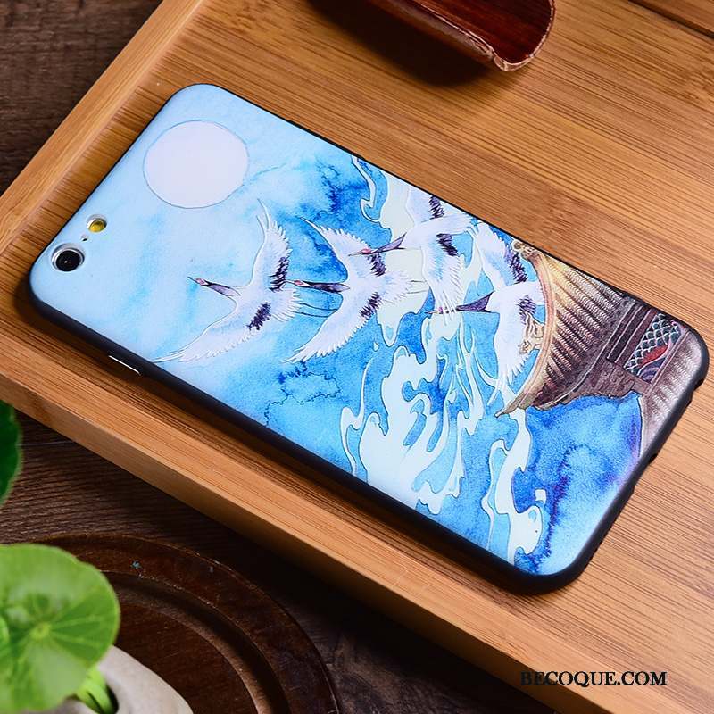 iPhone X Coque Vintage Fluide Doux Multicolore Vent Grue Silicone