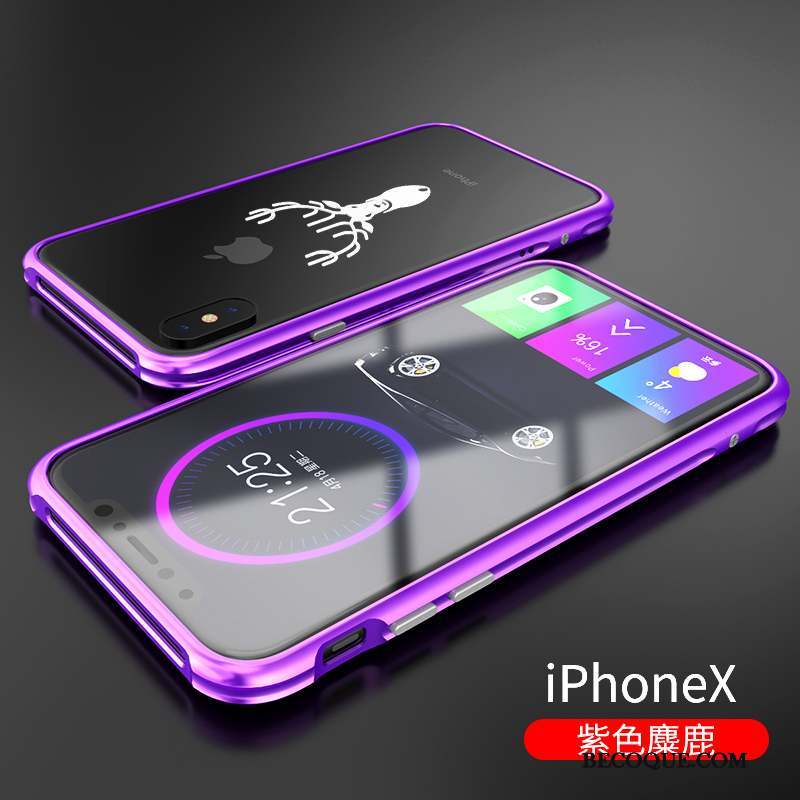 iPhone X Coque Violet Border Incassable Nouveau Métal Très Mince