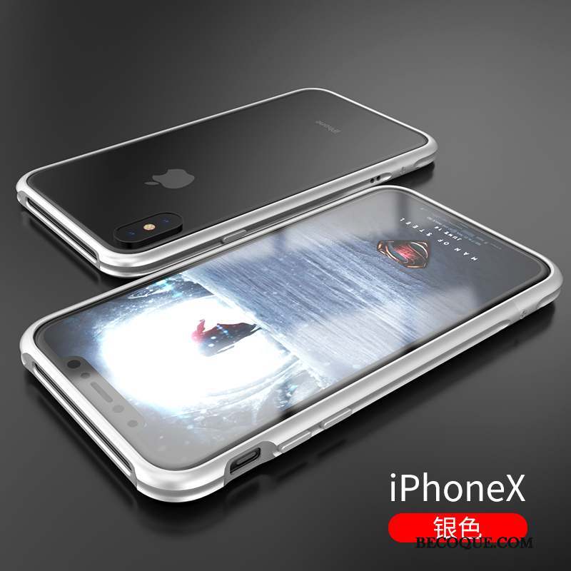 iPhone X Coque Violet Border Incassable Nouveau Métal Très Mince