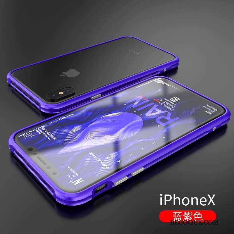 iPhone X Coque Violet Border Incassable Nouveau Métal Très Mince