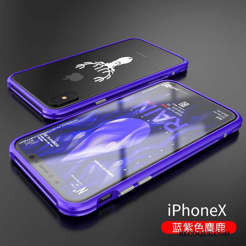 iPhone X Coque Violet Border Incassable Nouveau Métal Très Mince