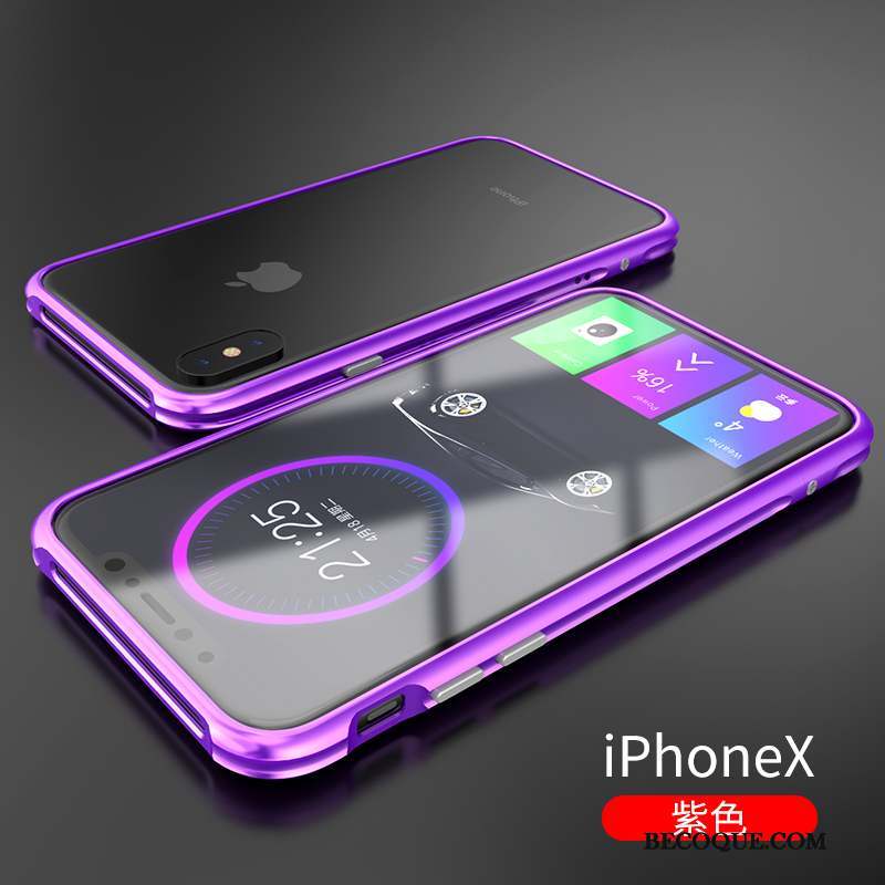 iPhone X Coque Violet Border Incassable Nouveau Métal Très Mince