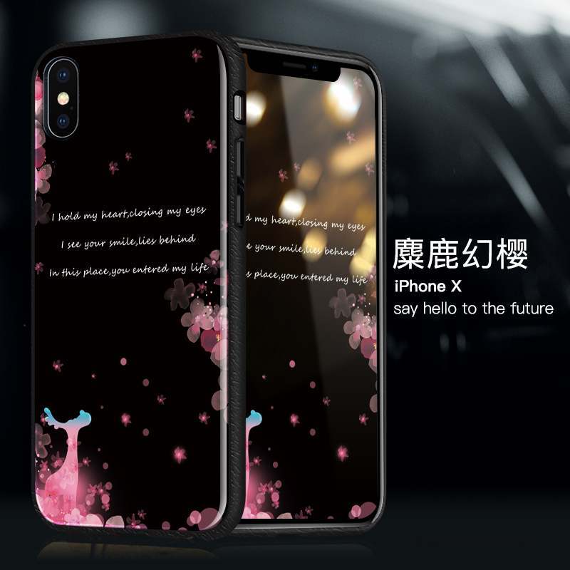 iPhone X Coque Violet Silicone Incassable Net Rouge Verre Étui