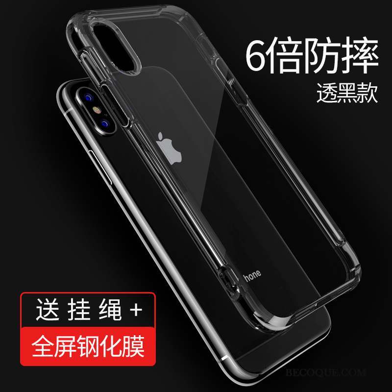 iPhone X Coque Étui Fluide Doux Noir Violet Verre Rouge