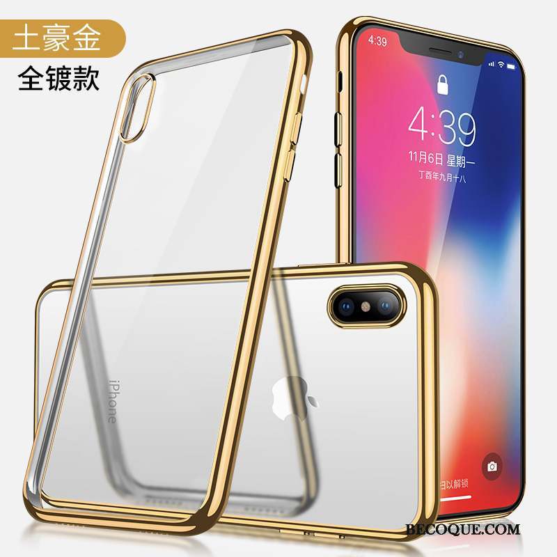 iPhone X Coque Étui Tout Compris Transparent Nouveau Marque De Tendance Or