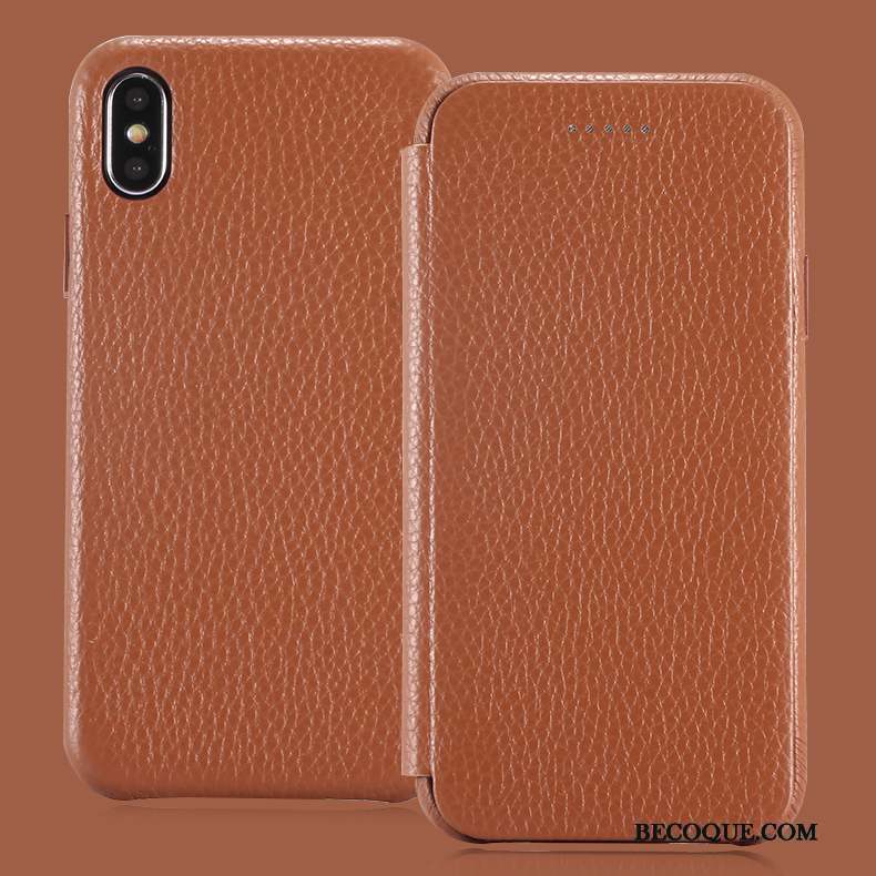 iPhone X Cuir Véritable Étui En Cuir Protection Incassable Coque De Téléphone Business