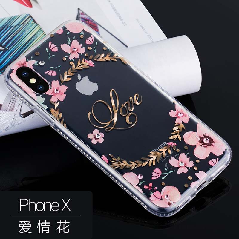 iPhone X Fluide Doux Luxe Coque De Téléphone Étui Ornements Suspendus Strass