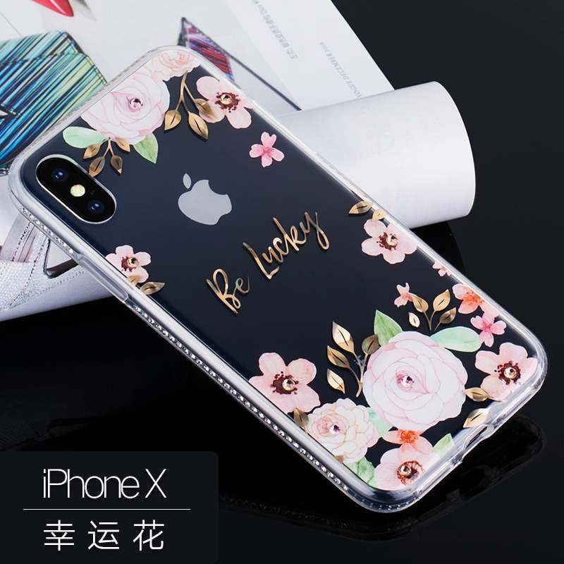 iPhone X Fluide Doux Luxe Coque De Téléphone Étui Ornements Suspendus Strass