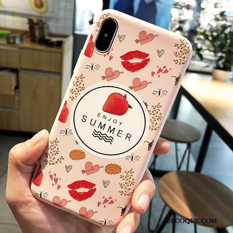 iPhone X Fluide Doux Rose Coque Tout Compris Nouveau Ornements Suspendus