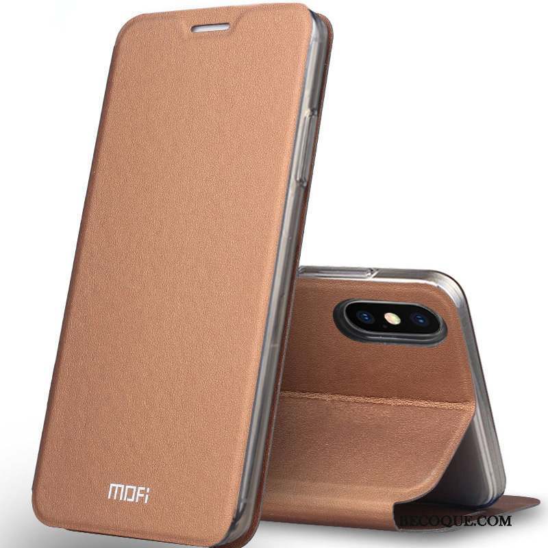 iPhone X Housse Étui En Cuir Coque De Téléphone Bleu Protection Incassable