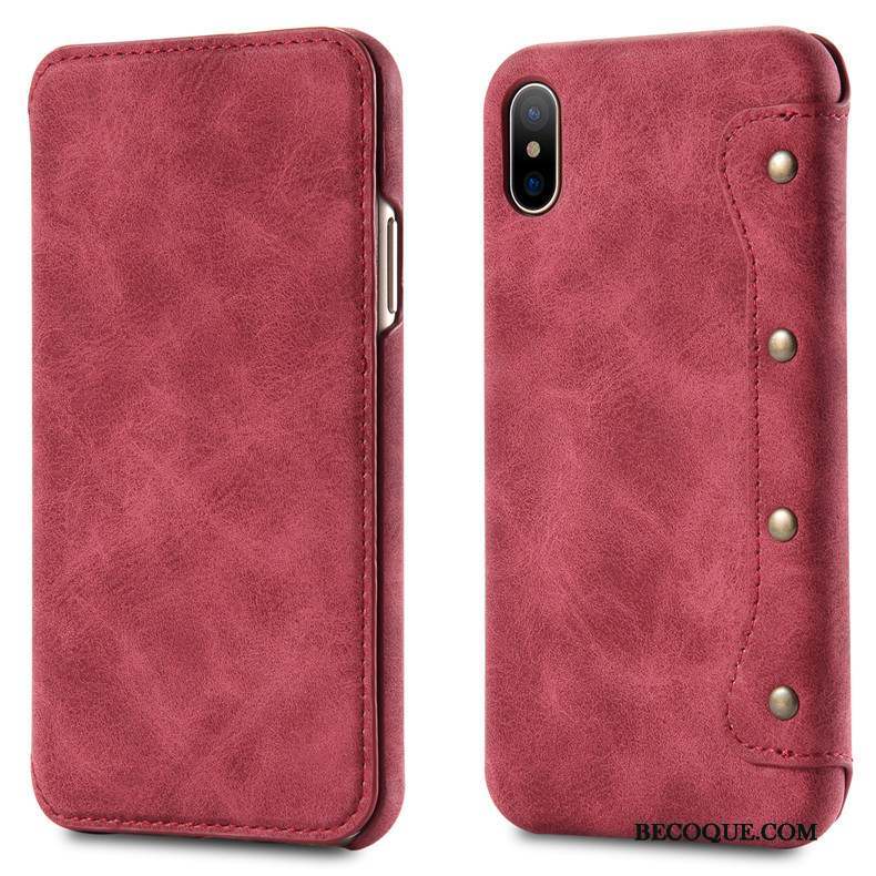 iPhone X Incassable Coque De Téléphone Étui Étui En Cuir Rouge Tendance