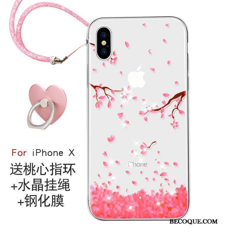 iPhone X Marque De Tendance Coque De Téléphone Rose Nouveau Ornements Suspendus