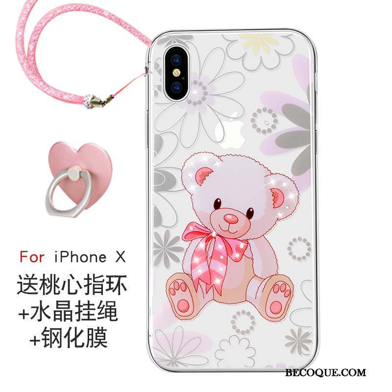 iPhone X Marque De Tendance Coque De Téléphone Rose Nouveau Ornements Suspendus