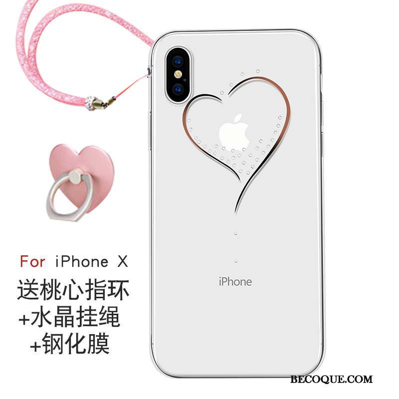 iPhone X Marque De Tendance Coque De Téléphone Rose Nouveau Ornements Suspendus