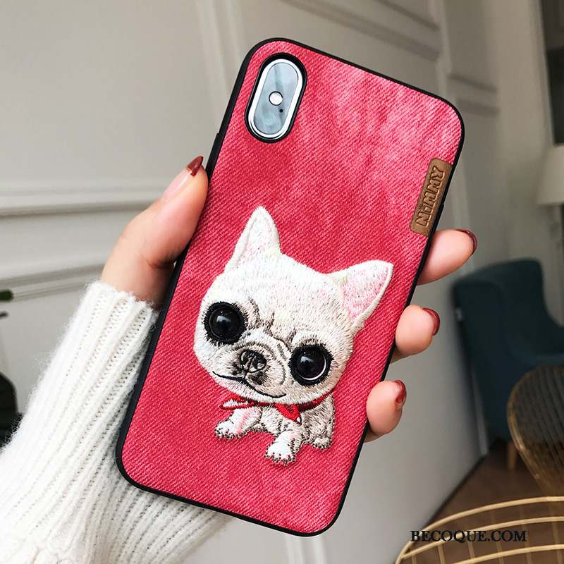 iPhone X Marque De Tendance Incassable Chiens Jaune Coque De Téléphone Broderie