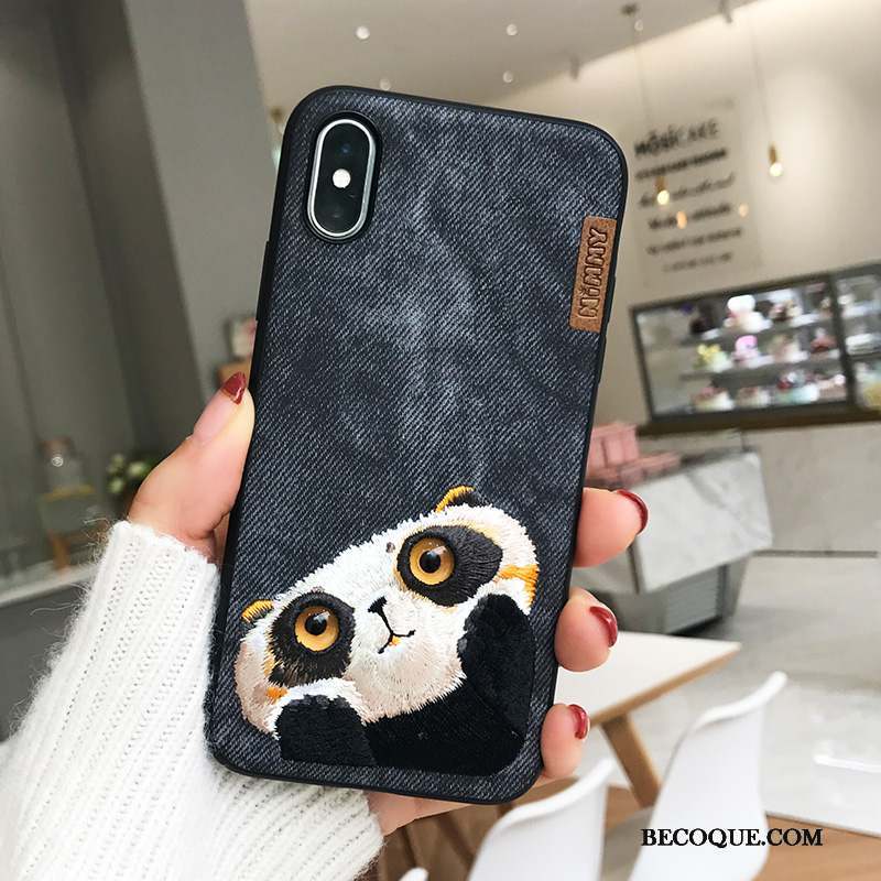 iPhone X Marque De Tendance Incassable Chiens Jaune Coque De Téléphone Broderie