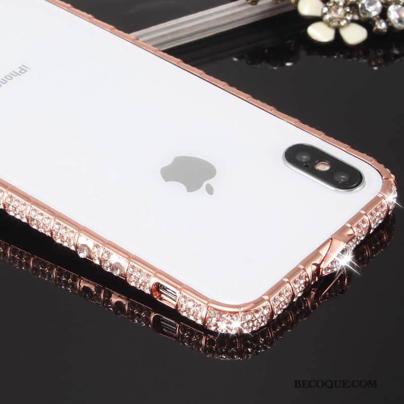 iPhone X Métal Strass Border Tendance Nouveau Coque De Téléphone